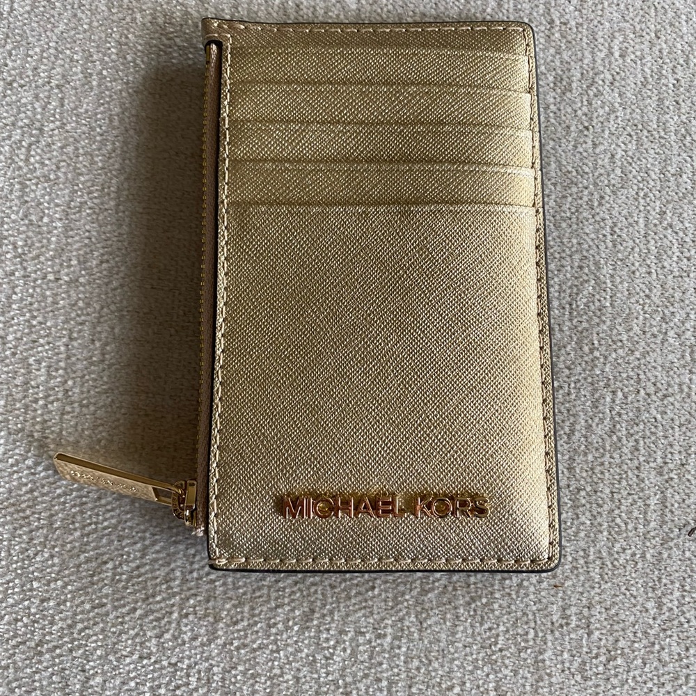Pale Gold Michael Kors Jet Set Travel Zip Card Case